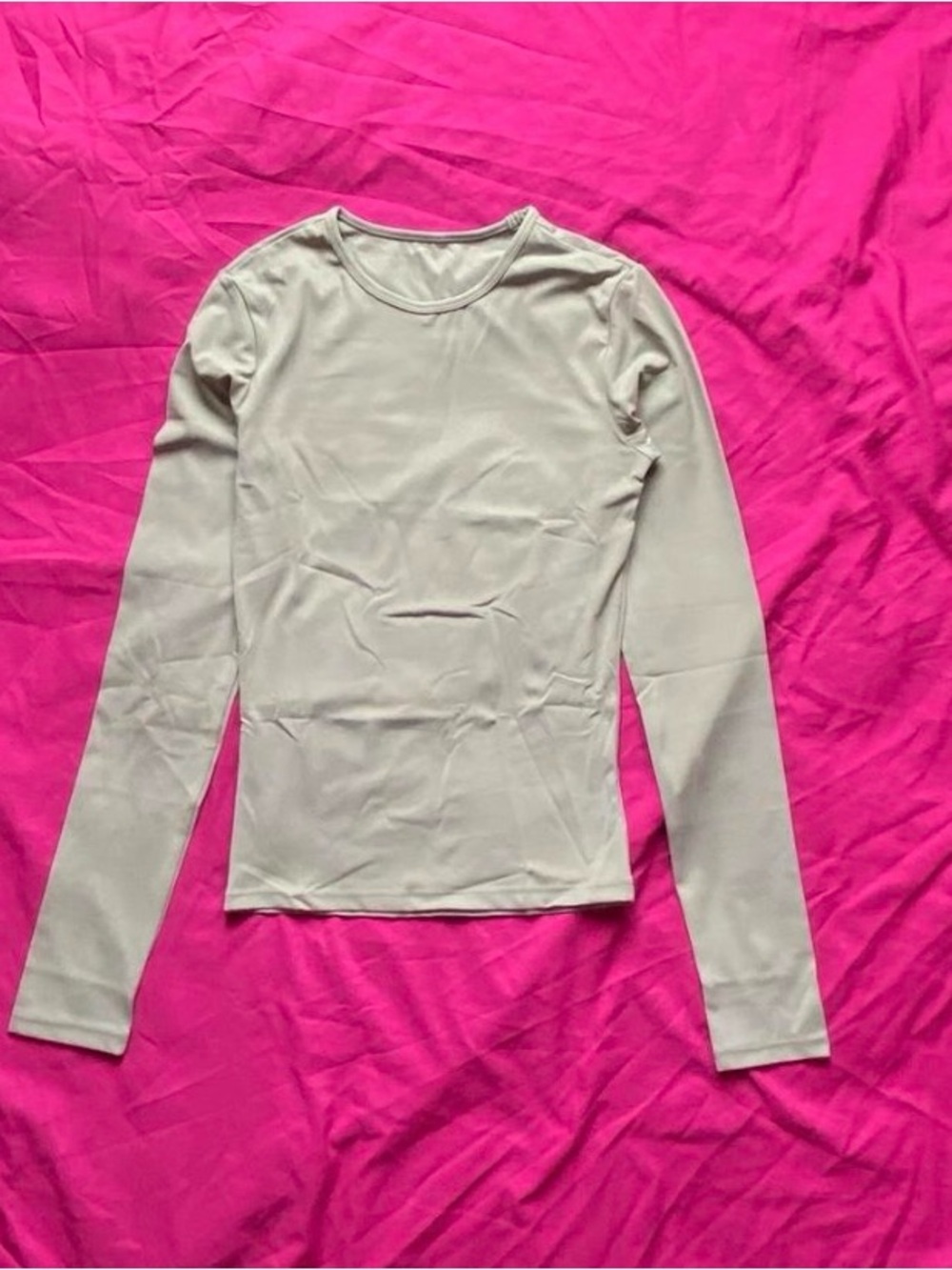 Women Sage Green Long Sleeve Crewneck Women's Top - Spandex and Polyester